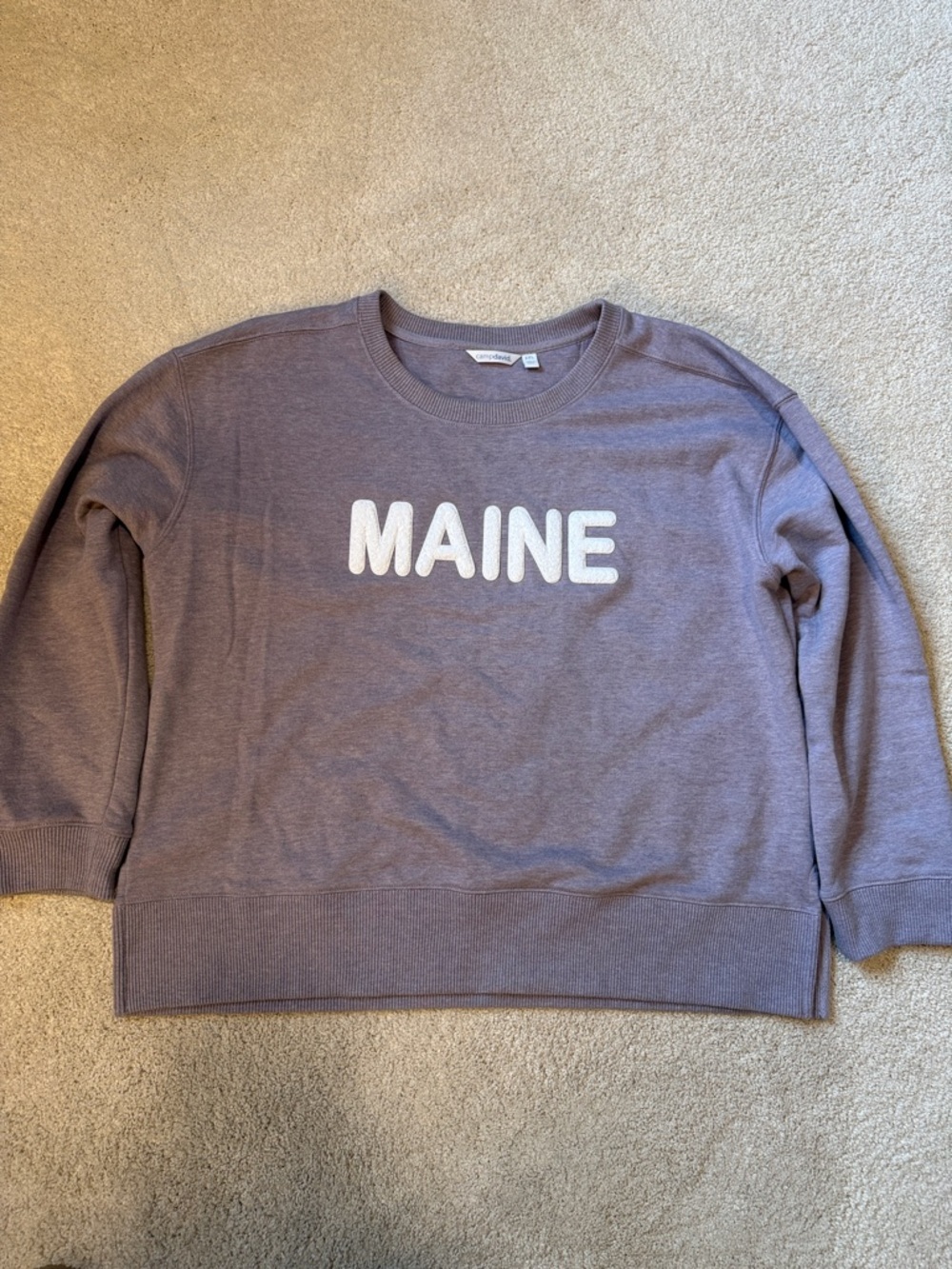 MAINE Pullover Sweatshirt in Heathered Lavender with White Applique